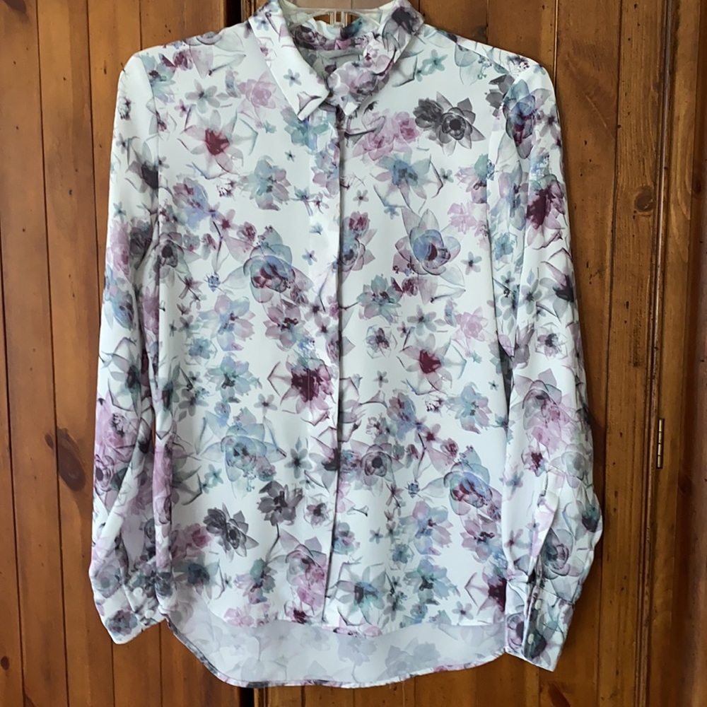 H&M flowers shirt white size 8 - Picture 1 of 12